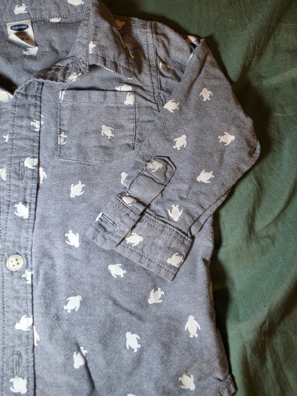Carter's Blue Penguin-Print Button-Up Shirt for Kids